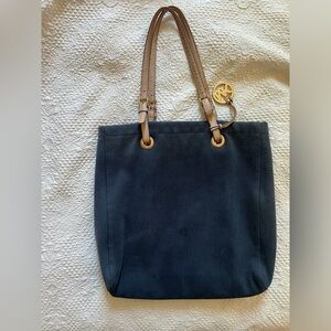 Michael Kors Jet Set Tote - Navy Blue, Fabric w Leather Straps